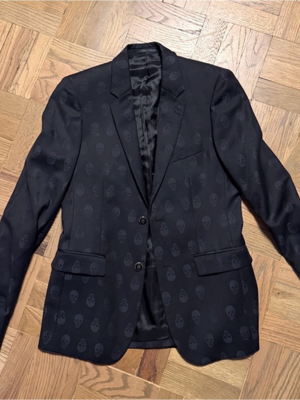 Men's Black Skull-Pattern Blazer The kooples european size 44 us 34
